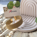 woven mesh cuff bangle stainless steel
