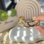 sculptural gold cuff bracelet stainless steel