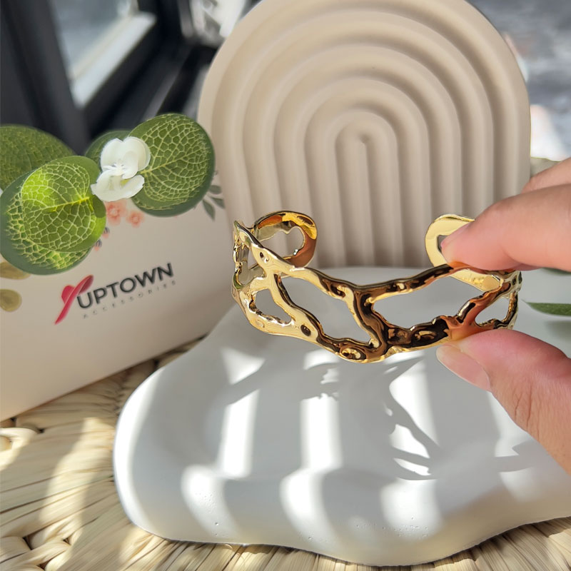 sculptural gold cuff bracelet stainless steel