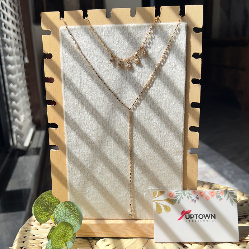layered star charm necklace stainless steel