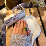 emerald drop open ring stainless steel