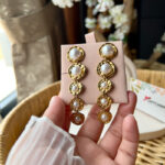 cascading pearl drop earrings stainless steel