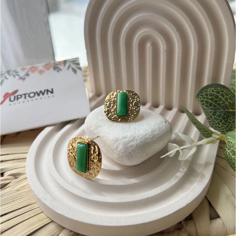 Jade Hammered Studs